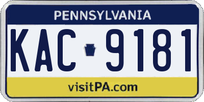 PA license plate KAC9181