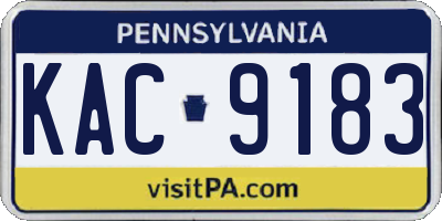 PA license plate KAC9183