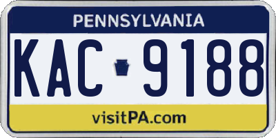 PA license plate KAC9188