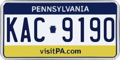 PA license plate KAC9190