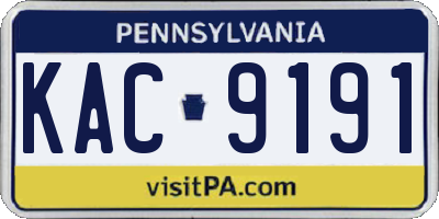 PA license plate KAC9191