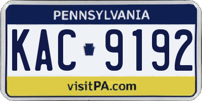 PA license plate KAC9192