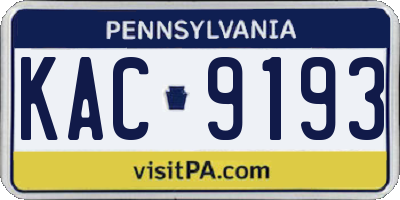 PA license plate KAC9193