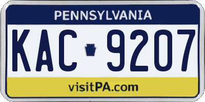 PA license plate KAC9207