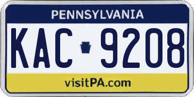 PA license plate KAC9208