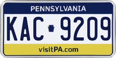 PA license plate KAC9209
