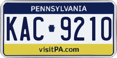 PA license plate KAC9210