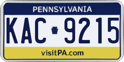 PA license plate KAC9215