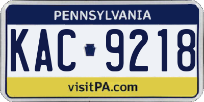 PA license plate KAC9218
