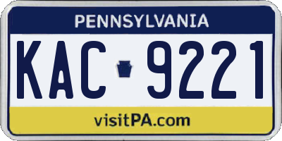 PA license plate KAC9221