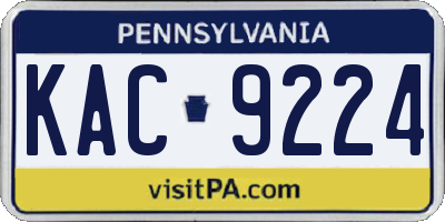 PA license plate KAC9224