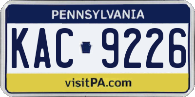 PA license plate KAC9226
