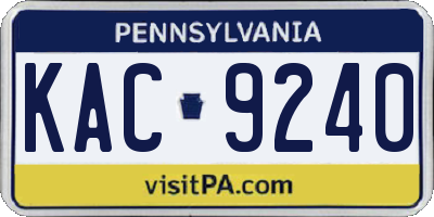 PA license plate KAC9240