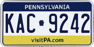 PA license plate KAC9242