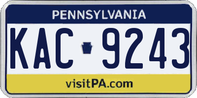 PA license plate KAC9243