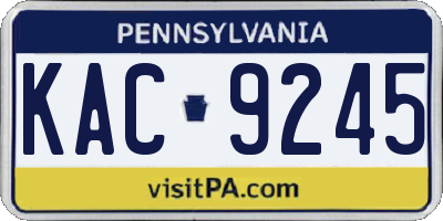 PA license plate KAC9245