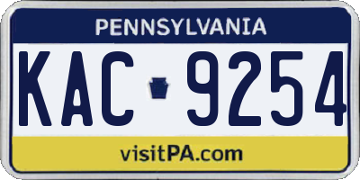 PA license plate KAC9254