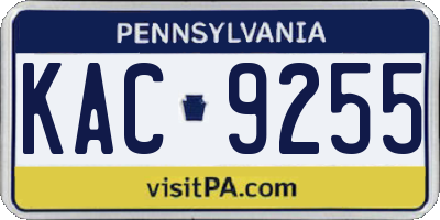 PA license plate KAC9255