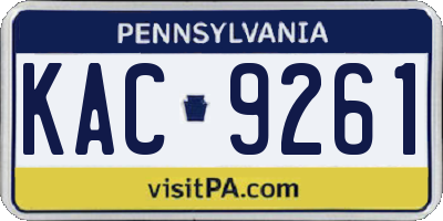 PA license plate KAC9261