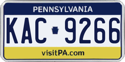 PA license plate KAC9266