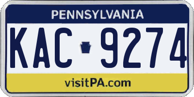 PA license plate KAC9274