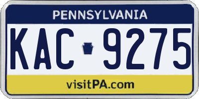 PA license plate KAC9275