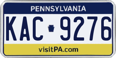 PA license plate KAC9276