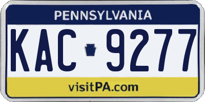 PA license plate KAC9277