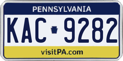 PA license plate KAC9282