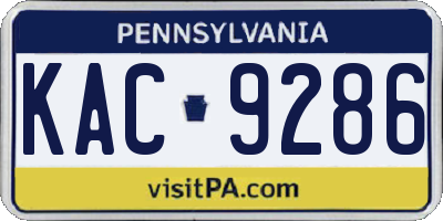 PA license plate KAC9286