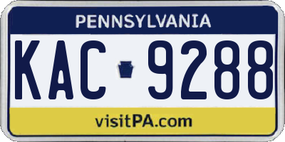 PA license plate KAC9288