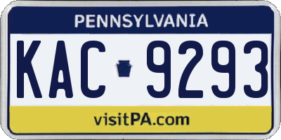 PA license plate KAC9293