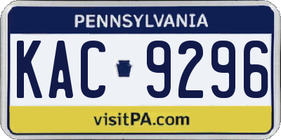PA license plate KAC9296