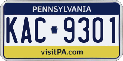 PA license plate KAC9301