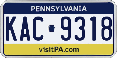 PA license plate KAC9318