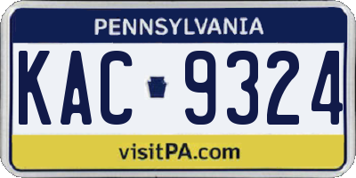 PA license plate KAC9324