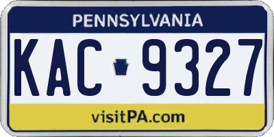 PA license plate KAC9327