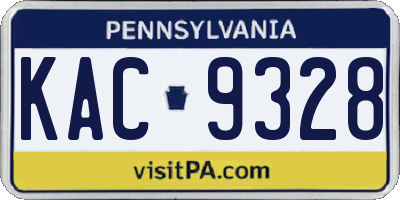 PA license plate KAC9328