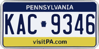 PA license plate KAC9346