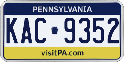 PA license plate KAC9352