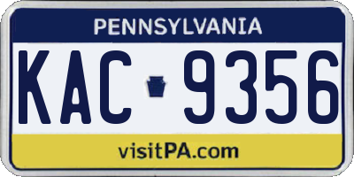 PA license plate KAC9356