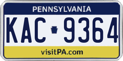 PA license plate KAC9364