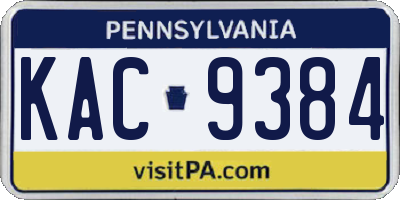 PA license plate KAC9384