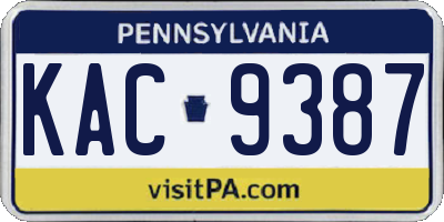 PA license plate KAC9387