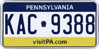 PA license plate KAC9388