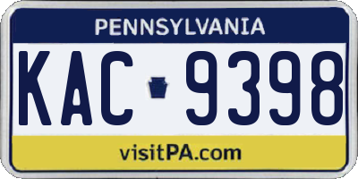 PA license plate KAC9398