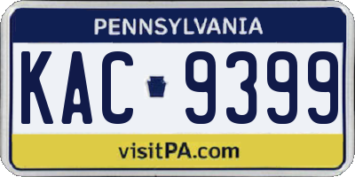 PA license plate KAC9399