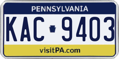 PA license plate KAC9403