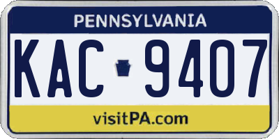 PA license plate KAC9407