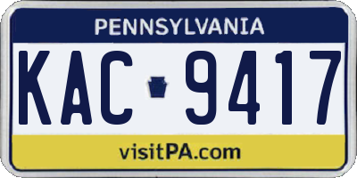 PA license plate KAC9417